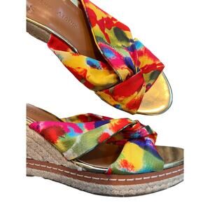Etienne Aigner Krista Watercolor Twisted Knot Espadrille Wedge Sandal Size 9
